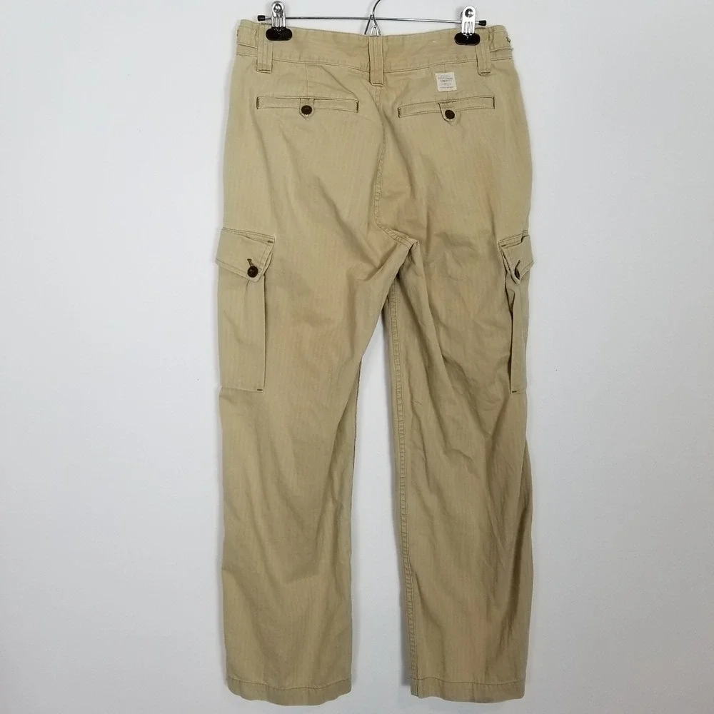 VTG Polo Ralph Lauren Men Cargo Wide Leg Pants Sz 32 x 32 Beige‎ Canvas Y2K